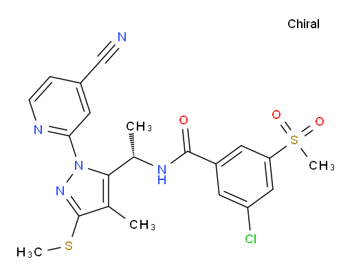 (S)-3-chloro-N-(1-(1-(4-cyanopyridin-2-yl)-4-methyl-3-(methylthio)-1H-pyrazol-5-yl)ethyl)-5-(methylsulfonyl)benzamide