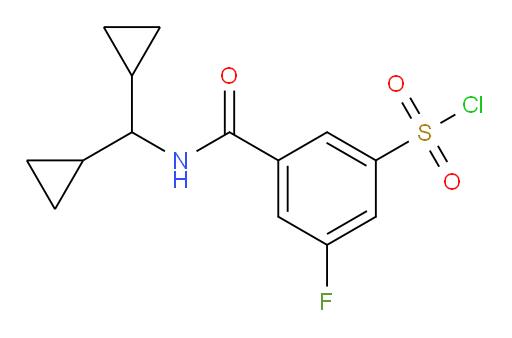 3-((dicyclopropylmethyl)carbamoyl)-5-fluorobenzene-1-sulfonyl chloride