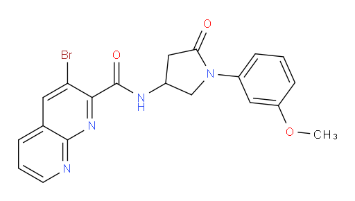 3-bromo-N-(1-(3-methoxyphenyl)-5-oxopyrrolidin-3-yl)-1,8-naphthyridine-2-carboxamide