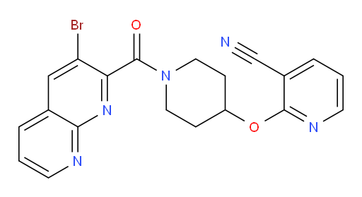 2-((1-(3-bromo-1,8-naphthyridine-2-carbonyl)piperidin-4-yl)oxy)nicotinonitrile