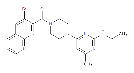 (3-bromo-1,8-naphthyridin-2-yl)(4-(2-(ethylamino)-6-methylpyrimidin-4-yl)piperazin-1-yl)methanone