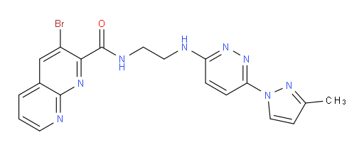 3-bromo-N-(2-((6-(3-methyl-1H-pyrazol-1-yl)pyridazin-3-yl)amino)ethyl)-1,8-naphthyridine-2-carboxamide