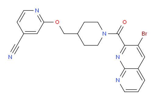 2-((1-(3-bromo-1,8-naphthyridine-2-carbonyl)piperidin-4-yl)methoxy)isonicotinonitrile