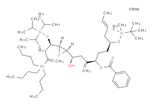 (1S,4R,7S,E)-7-((tert-butyldimethylsilyl)oxy)-1-hydroxy-3-methylene-1-((2R,3R)-3-((R)-3-(tributylstannyl)-1-((triisopropylsilyl)oxy)but-3-en-1-yl)oxiran-2-yl)undec-9-en-4-yl benzoate