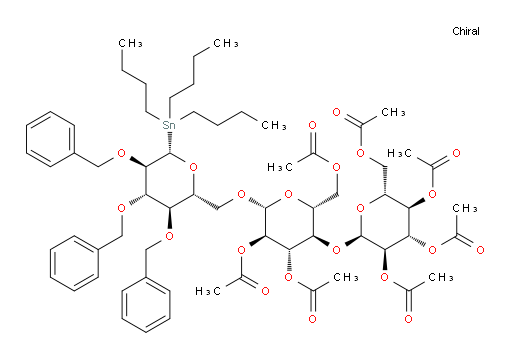 (2R,3R,4S,5R,6R)-2-(acetoxymethyl)-6-(((2R,3R,4S,5R,6R)-4,5-diacetoxy-2-(acetoxymethyl)-6-(((2R,3R,4S,5R,6S)-3,4,5-tris(benzyloxy)-6-(tributylstannyl)tetrahydro-2H-pyran-2-yl)methoxy)tetrahydro-2H-pyran-3-yl)oxy)tetrahydro-2H-pyran-3,4,5-triyl triacetate