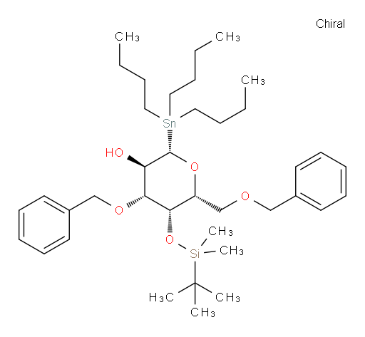 (2S,3R,4R,5S,6R)-4-(benzyloxy)-6-((benzyloxy)methyl)-5-((tert-butyldimethylsilyl)oxy)-2-(tributylstannyl)tetrahydro-2H-pyran-3-ol