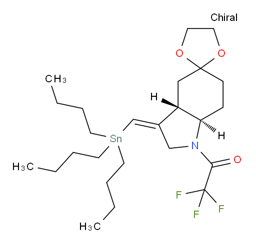 2,2,2-trifluoro-1-((3a'S,7a'R,Z)-3'-((tributylstannyl)methylene)hexahydrospiro[[1,3]dioxolane-2,5'-indol]-1'(6'H)-yl)ethanone