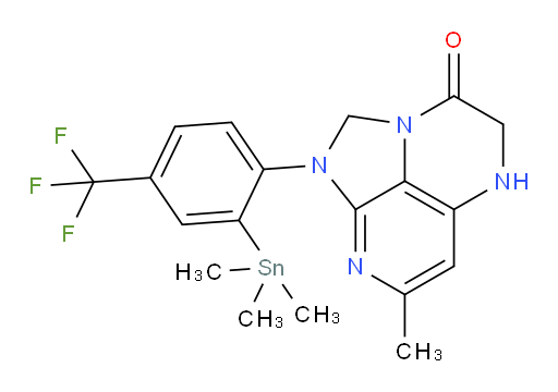 7-methyl-1-(4-(trifluoromethyl)-2-(trimethylstannyl)phenyl)-4,5-dihydro-1H-1,2a,5,8-tetraazaacenaphthylen-3(2H)-one