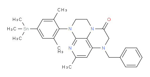 1-benzyl-6-(2,6-dimethyl-4-(trimethylstannyl)phenyl)-8-methyl-1,2,5,6-tetrahydro-1,3a,6,7-tetraazaphenalen-3(4H)-one
