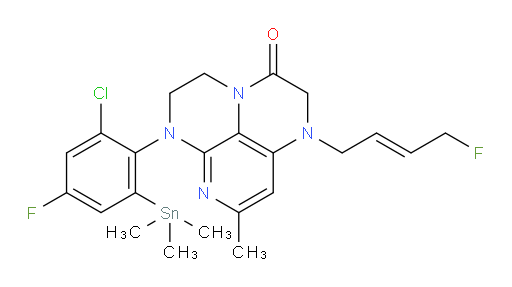 (E)-6-(2-chloro-4-fluoro-6-(trimethylstannyl)phenyl)-1-(4-fluorobut-2-en-1-yl)-8-methyl-1,2,5,6-tetrahydro-1,3a,6,7-tetraazaphenalen-3(4H)-one
