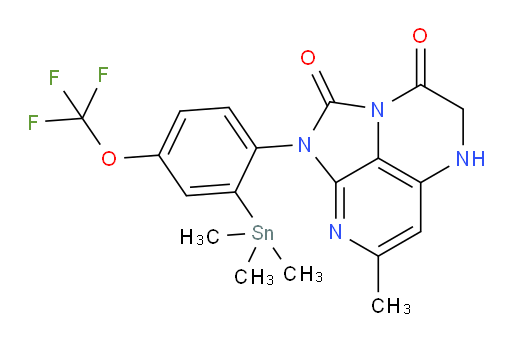 7-methyl-1-(4-(trifluoromethoxy)-2-(trimethylstannyl)phenyl)-4,5-dihydro-1H-1,2a,5,8-tetraazaacenaphthylene-2,3-dione