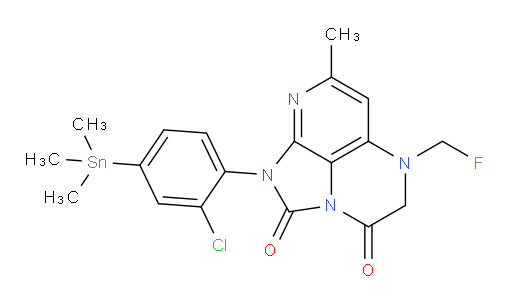 1-(2-chloro-4-(trimethylstannyl)phenyl)-5-(fluoromethyl)-7-methyl-4,5-dihydro-1H-1,2a,5,8-tetraazaacenaphthylene-2,3-dione