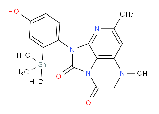1-(4-hydroxy-2-(trimethylstannyl)phenyl)-5,7-dimethyl-4,5-dihydro-1H-1,2a,5,8-tetraazaacenaphthylene-2,3-dione