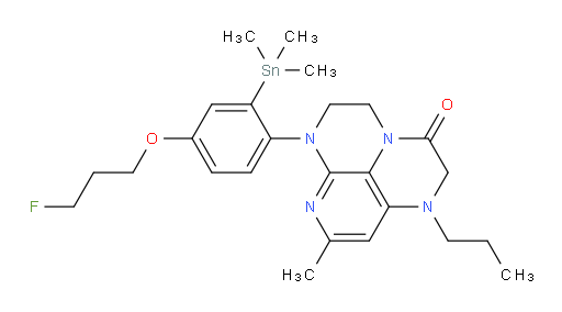 6-(4-(3-fluoropropoxy)-2-(trimethylstannyl)phenyl)-8-methyl-1-propyl-1,2,5,6-tetrahydro-1,3a,6,7-tetraazaphenalen-3(4H)-one