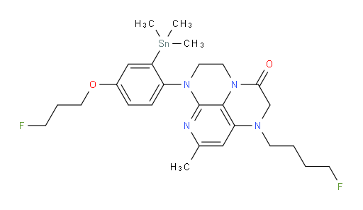 1-(4-fluorobutyl)-6-(4-(3-fluoropropoxy)-2-(trimethylstannyl)phenyl)-8-methyl-1,2,5,6-tetrahydro-1,3a,6,7-tetraazaphenalen-3(4H)-one