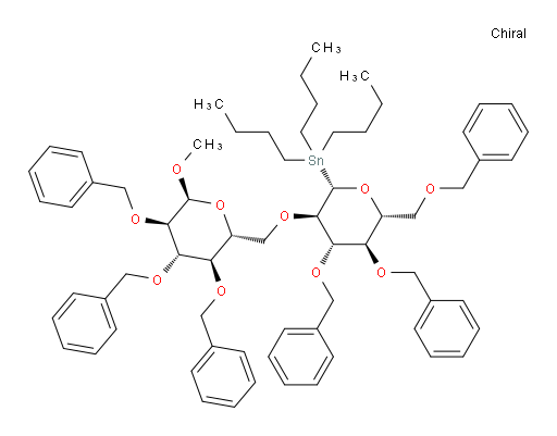 ((2S,3R,4S,5R,6R)-4,5-bis(benzyloxy)-6-((benzyloxy)methyl)-3-(((2R,3R,4S,5R,6S)-3,4,5-tris(benzyloxy)-6-methoxytetrahydro-2H-pyran-2-yl)methoxy)tetrahydro-2H-pyran-2-yl)tributylstannane