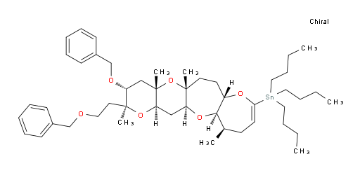 ((2S,3R,4aS,5aR,7aS,12R,12aR,13aS,14aR)-3-(benzyloxy)-2-(2-(benzyloxy)ethyl)-2,4a,5a,12-tetramethyl-2,3,4,4a,5a,6,7,7a,11,12,12a,13a,14,14a-tetradecahydrooxepino[3,2-b]pyrano[2',3':5,6]pyrano[2,3-f]oxepin-9-yl)tributylstannane