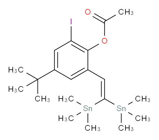 2-(2,2-双(三甲基锡基)乙烯基)-4-(叔丁基)-6-碘苯基 乙酸酯