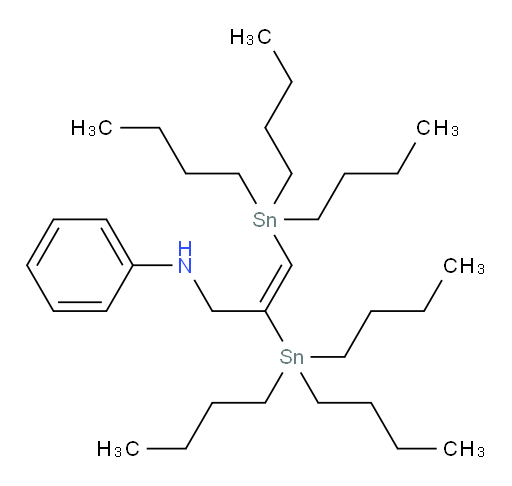 (E)-N-(2,3-双(三丁基锡基)烯丙基)苯胺