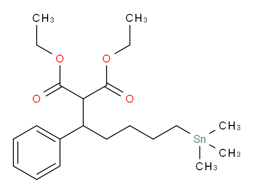 diethyl 2-(1-phenyl-5-(trimethylstannyl)pentyl)malonate