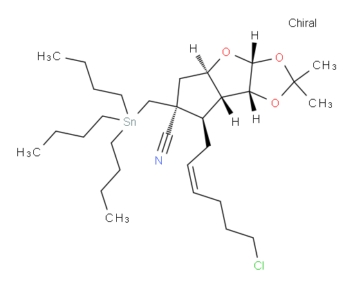 (3aR,4aR,6S,7R,7aR,7bR)-7-((Z)-6-chlorohex-2-en-1-yl)-2,2-dimethyl-6-((tributylstannyl)methyl)hexahydro-3aH-cyclopenta[4,5]furo[2,3-d][1,3]dioxole-6-carbonitrile