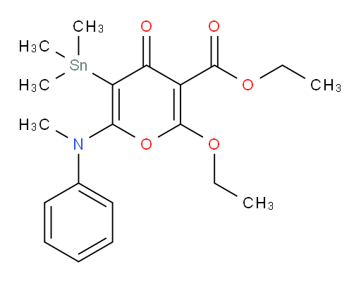 ethyl 2-ethoxy-6-(methyl(phenyl)amino)-4-oxo-5-(trimethylstannyl)-4H-pyran-3-carboxylate