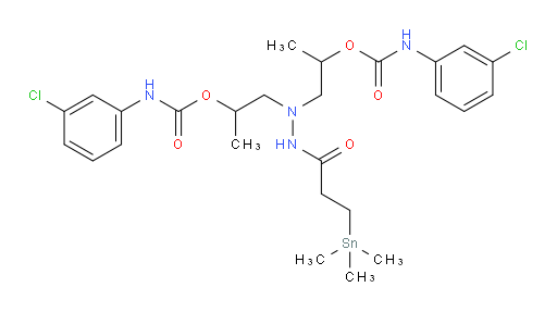 (2-(3-(trimethylstannyl)propanoyl)hydrazine-1,1-diyl)bis(propane-2,1-diyl) bis((3-chlorophenyl)carbamate)