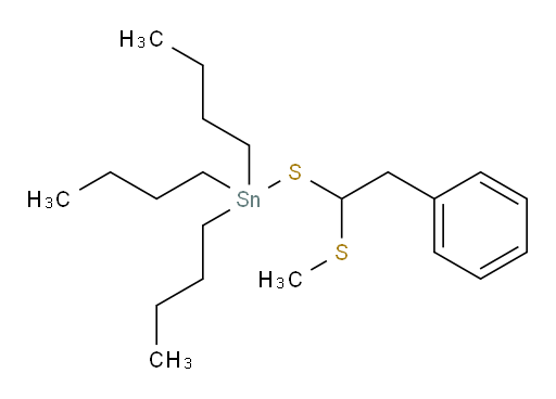 tributyl((1-(methylthio)-2-phenylethyl)thio)stannane