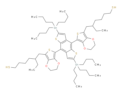 5,5'-((7,7'-(2,6-bis(tributylstannyl)benzo[1,2-b:4,5-b']dithiophene-4,8-diyl)bis(2,3-dihydrothieno[3,4-b][1,4]dioxine-7,5-diyl))bis(methylene))bis(heptane-1-thiol)