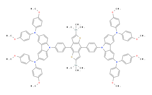 9,9'-((2,6-bis(trimethylstannyl)benzo[1,2-b:4,5-b']dithiophene-4,8-diyl)bis(4,1-phenylene))bis(N3,N3,N6,N6-tetrakis(4-methoxyphenyl)-9H-carbazole-3,6-diamine)