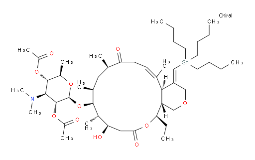 (2R,3R,4S,5S,6R)-4-(二甲胺基)-2-(((4Z,4aS,5E,9R,11S,12S,13S,14R,18R,18aR)-18-乙基-14-羟基-5,9,11,13-四甲基-8,16-二氧代-4-((三丁基锡基)亚甲基)-1,3,4,4a,7,8,9,10,11,12,13,14,15,16,18,18a-十六氢吡喃并[3,4-c][1]氧杂环六decin-12-氧基))-6-甲基四氢-2H-吡喃-3,5-二基 二乙酸酯