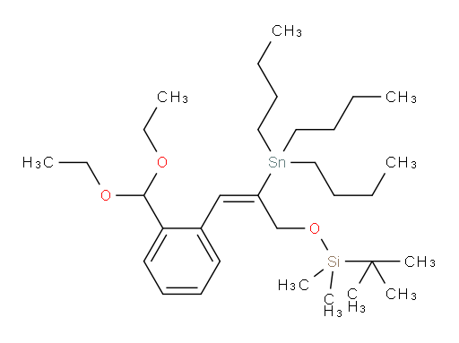 (E)-tert-butyl((3-(2-(diethoxymethyl)phenyl)-2-(tributylstannyl)allyl)oxy)dimethylsilane