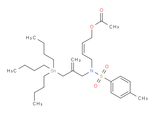 (Z)-4-(4-methyl-N-(2-((tributylstannyl)methyl)allyl)phenylsulfonamido)but-2-en-1-yl acetate