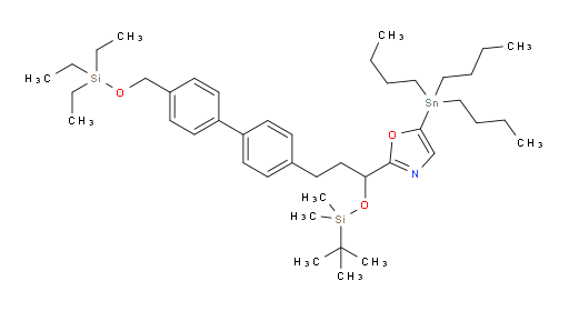 2-(1-((tert-butyldimethylsilyl)oxy)-3-(4'-(((triethylsilyl)oxy)methyl)-[1,1'-biphenyl]-4-yl)propyl)-5-(tributylstannyl)oxazole