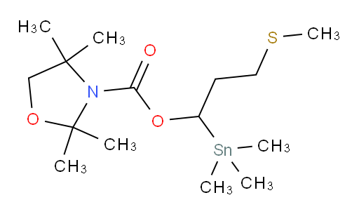 3-(methylthio)-1-(trimethylstannyl)propyl 2,2,4,4-tetramethyloxazolidine-3-carboxylate