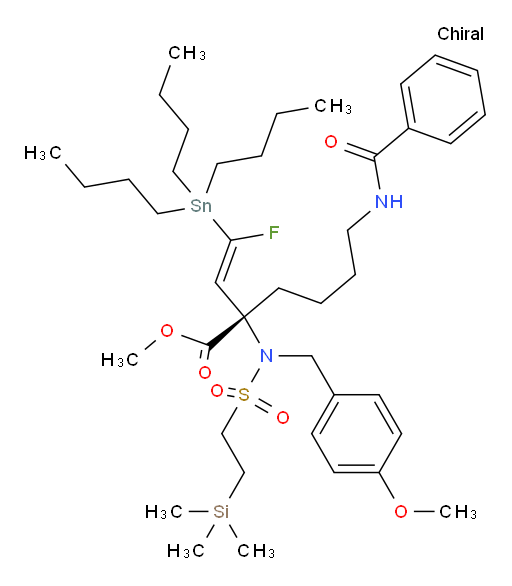 (S,E)-methyl 6-benzamido-2-(2-fluoro-2-(tributylstannyl)vinyl)-2-(N-(4-methoxybenzyl)-2-(trimethylsilyl)ethylsulfonamido)hexanoate
