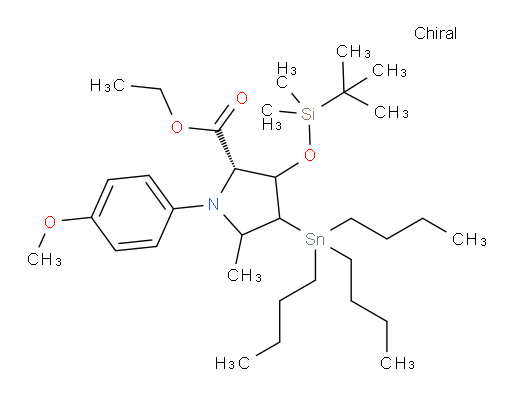 (2S)-ethyl 3-((tert-butyldimethylsilyl)oxy)-1-(4-methoxyphenyl)-5-methyl-4-(tributylstannyl)pyrrolidine-2-carboxylate