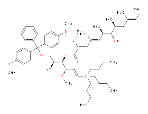 (2Z,4E,6R,7S,8S,10E)-(2S,3R,4S,E)-1-(bis(4-methoxyphenyl)(phenyl)methoxy)-4-methoxy-2-methyl-6-(tributylstannyl)hex-5-en-3-yl 7-hydroxy-11-iodo-2-methoxy-4,6,8,10-tetramethylundeca-2,4,10-trienoate