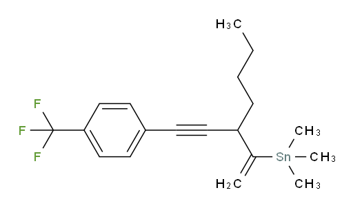 trimethyl(3-((4-(trifluoromethyl)phenyl)ethynyl)hept-1-en-2-yl)stannane