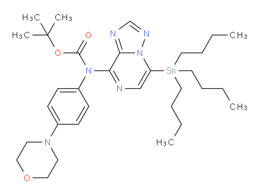 tert-butyl (4-morpholinophenyl)(5-(tributylstannyl)-[1,2,4]triazolo[1,5-a]pyrazin-8-yl)carbamate