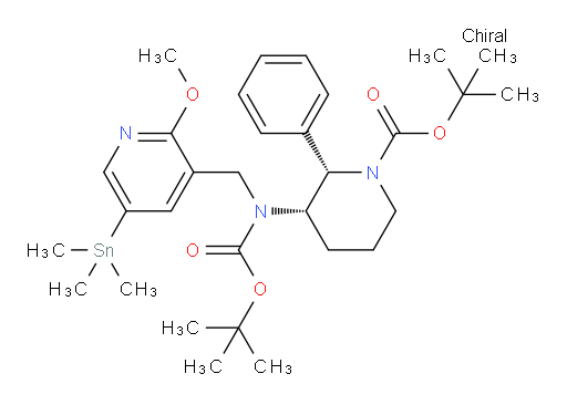 (2S,3S)-tert-butyl 3-((tert-butoxycarbonyl)((2-methoxy-5-(trimethylstannyl)pyridin-3-yl)methyl)amino)-2-phenylpiperidine-1-carboxylate