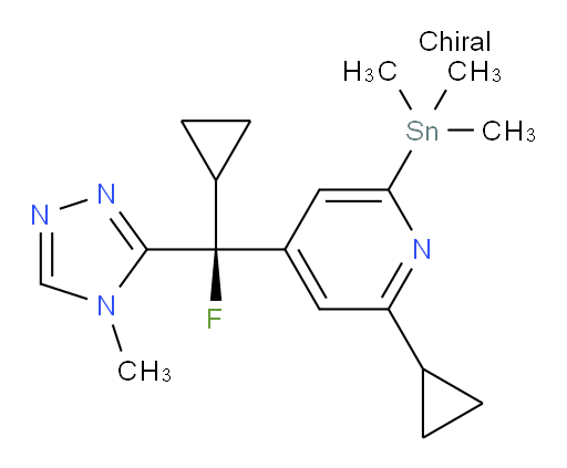 (S)-2-cyclopropyl-4-(cyclopropylfluoro(4-methyl-4H-1,2,4-triazol-3-yl)methyl)-6-(trimethylstannyl)pyridine