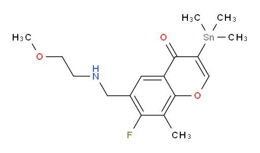 7-fluoro-6-(((2-methoxyethyl)amino)methyl)-8-methyl-3-(trimethylstannyl)-4H-chromen-4-one