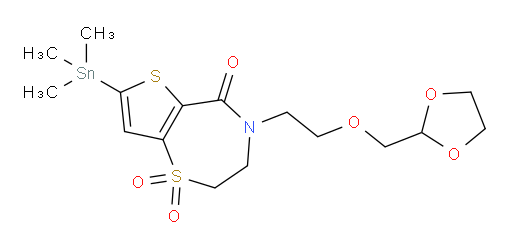 4-(2-((1,3-dioxolan-2-yl)methoxy)ethyl)-7-(trimethylstannyl)-3,4-dihydrothieno[2,3-f][1,4]thiazepin-5(2H)-one 1,1-dioxide