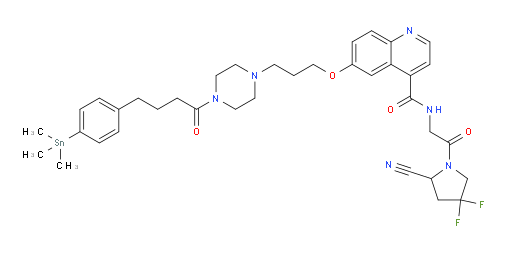 N-(2-(2-cyano-4,4-difluoropyrrolidin-1-yl)-2-oxoethyl)-6-(3-(4-(4-(4-(trimethylstannyl)phenyl)butanoyl)piperazin-1-yl)propoxy)quinoline-4-carboxamide