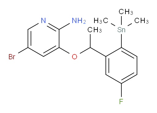 5-bromo-3-(1-(5-fluoro-2-(trimethylstannyl)phenyl)ethoxy)pyridin-2-amine