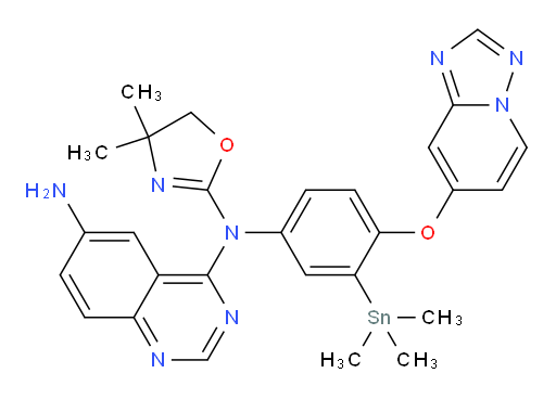 N4-(4-([1,2,4]triazolo[1,5-a]pyridin-7-yloxy)-3-(trimethylstannyl)phenyl)-N4-(4,4-dimethyl-4,5-dihydrooxazol-2-yl)quinazoline-4,6-diamine
