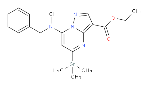 ethyl 7-(benzyl(methyl)amino)-5-(trimethylstannyl)pyrazolo[1,5-a]pyrimidine-3-carboxylate