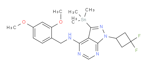 1-(3,3-difluorocyclobutyl)-N-(2,4-dimethoxybenzyl)-3-(trimethylstannyl)-1H-pyrazolo[3,4-d]pyrimidin-4-amine