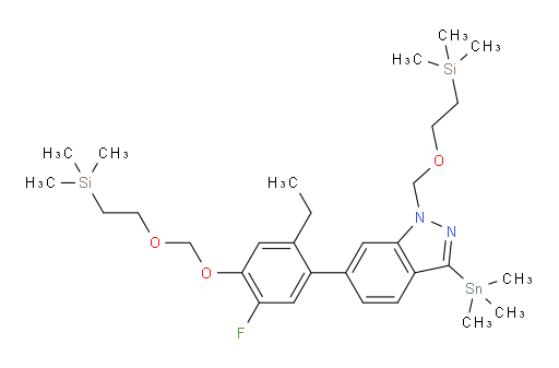 6-(2-ethyl-5-fluoro-4-((2-(trimethylsilyl)ethoxy)methoxy)phenyl)-1-((2-(trimethylsilyl)ethoxy)methyl)-3-(trimethylstannyl)-1H-indazole